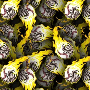 Flaming Baseball Mascot