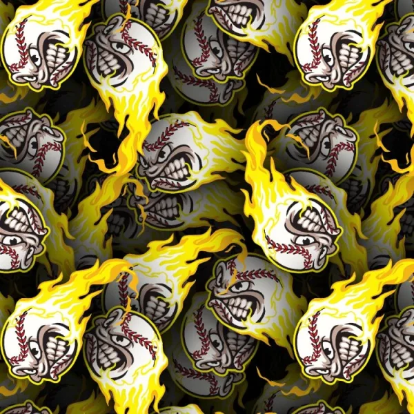 Flaming Baseball Mascot