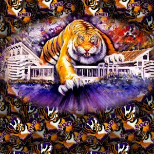 Louisiana State University Tiger on Stadium 11×16