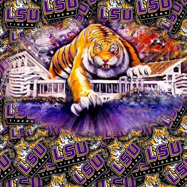 Louisiana State University Stadium and Logo 11x16