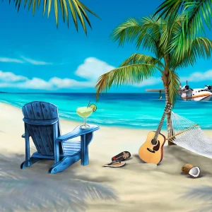 Beach Scene Blue Chair