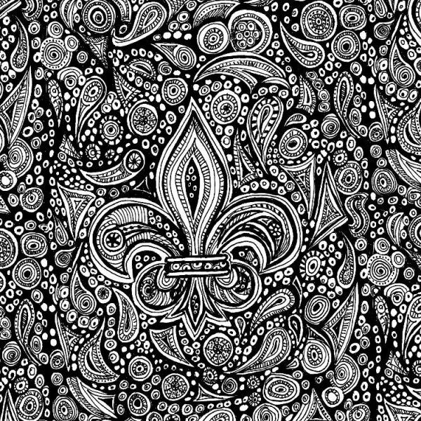 Mardi Gras Fluer De Lis Hand Drawn 23