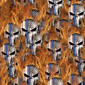 Thin Blue Line Punisher on Fire