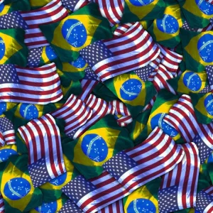 American & Brazil Flags