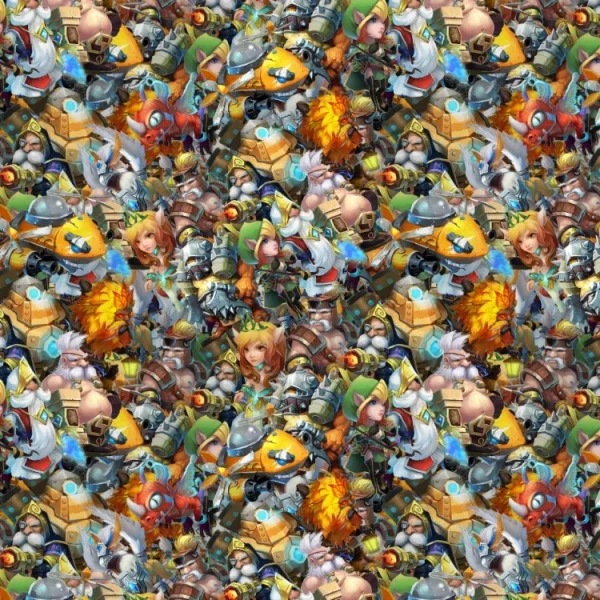 A pattern with many different characters on it.