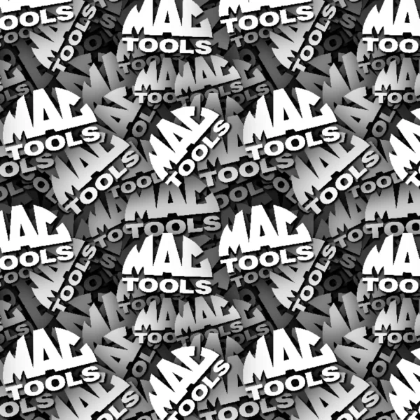 A repeating black and white pattern featuring the words "MAC TOOLS" in bold, stylized font. The text appears at various angles, creating a layered and textured effect, covering the entire image.