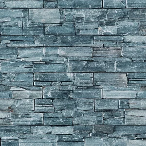 Blue Stacked Stone Wall
