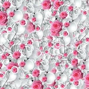 Pink Roses White Circles