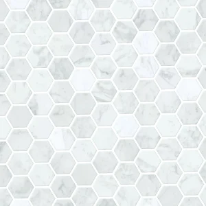 Hexagon Marble Tiles with Transparent Grout