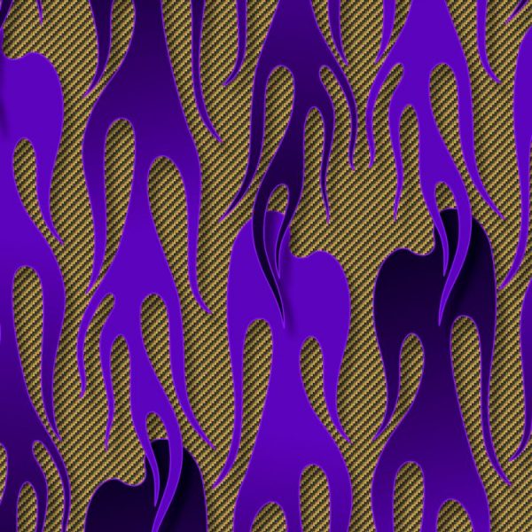 Purple Flames over Carbon Fiber Pattern Crew