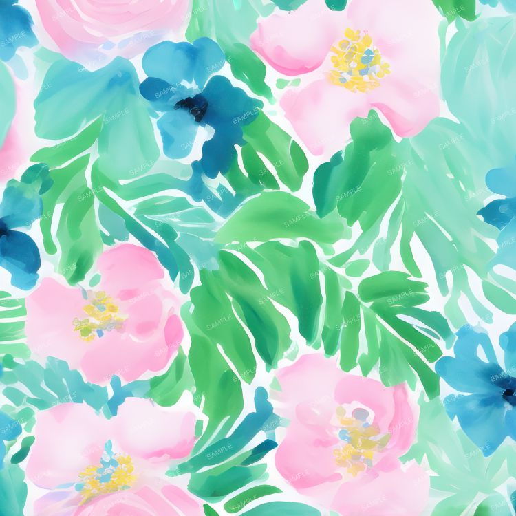 Lilly Pink Hibiscus Pattern Crew