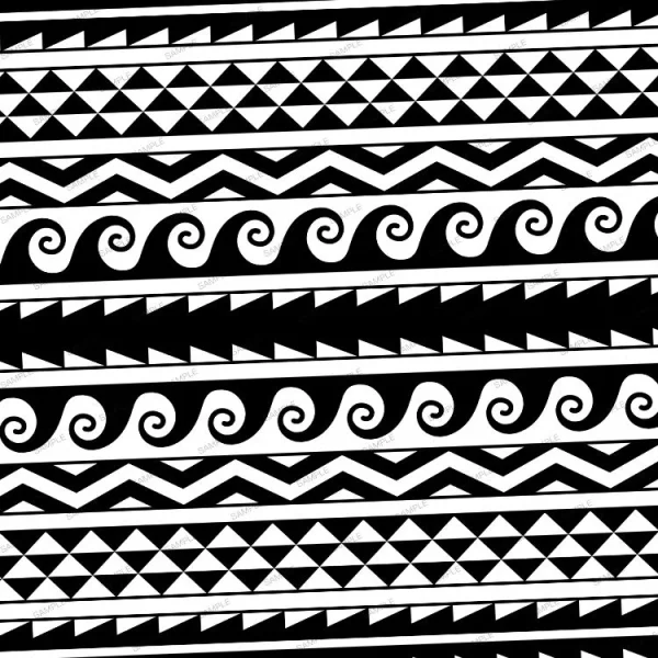 Polynesian Wave pattern in black and white.