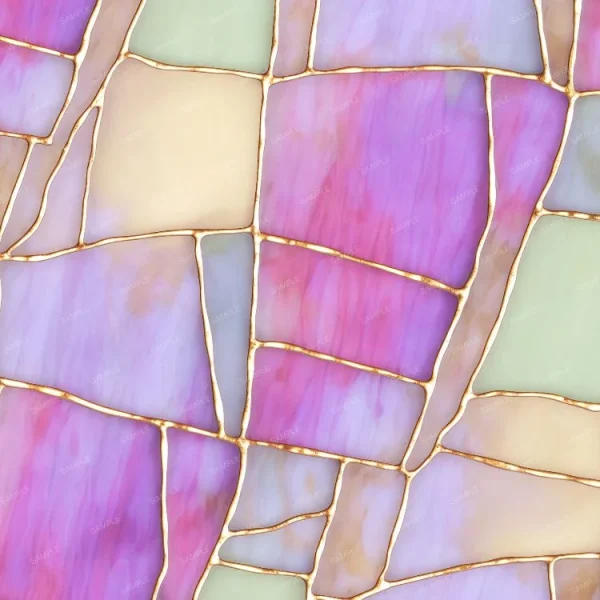 A close up image of a Gold Leaded Stained Glass mosaic tile pattern.
