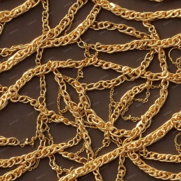 A close up of Gold Chains 42 on a brown background.