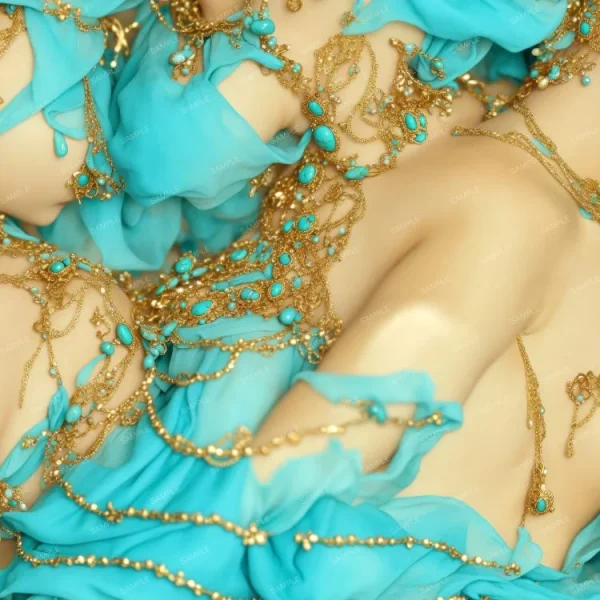 A group of Shabby Chic Turquoise and Gold Chains 43 dressed in turquoise and gold.
