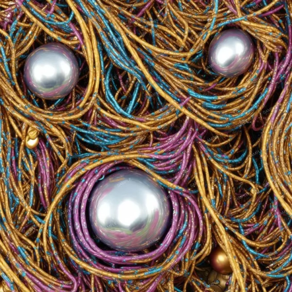 A close up of a colorful background with Threads and Orbs.