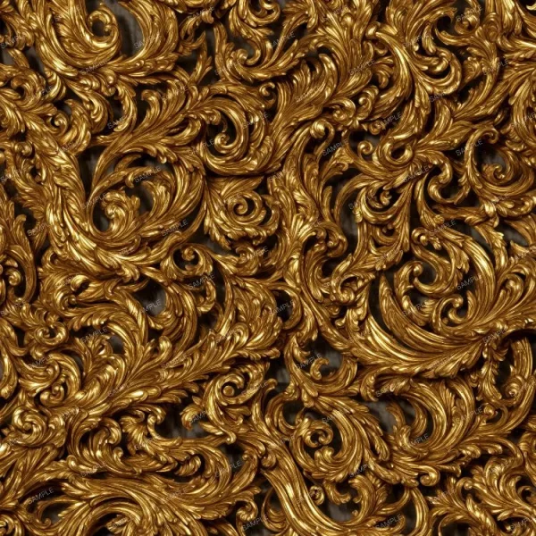 A Golden Rococo Scrollwork 43 ornate pattern on a black background.