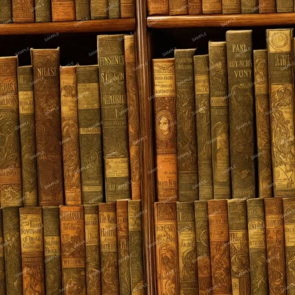 A row of Vintage Bookshelf 43s on a wooden shelf.