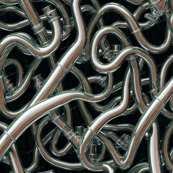 A group of Chrome Header Pipes 43 in a dark background.