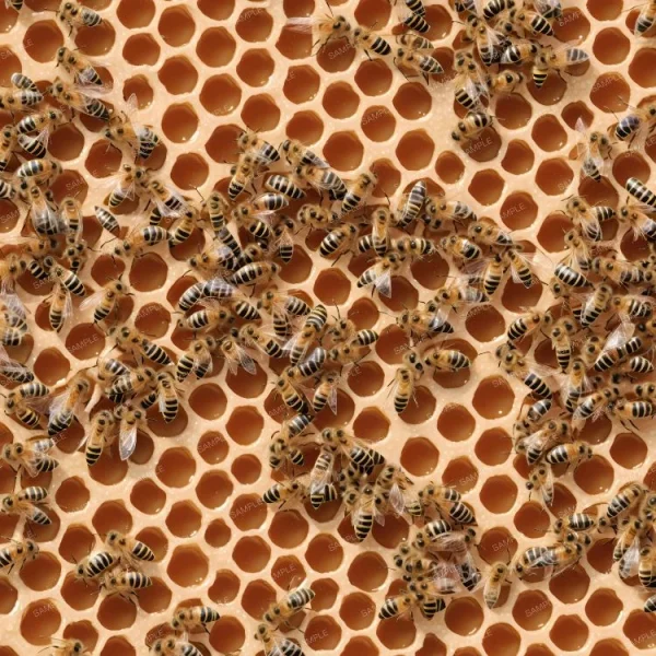 A group of Honey Bees 25 on a honeycomb.