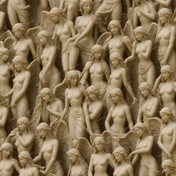 A group of DaVinci Angel Statuary 24 in a row.