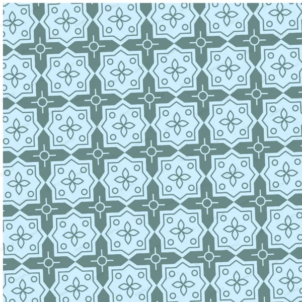 A seamless pattern of A blue and green Geometric 31 tiled pattern.