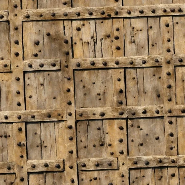 A seamless pattern of A close up of a Leather and Wood Treasure Chest 43 (Copy) with rivets on it.