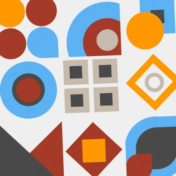A seamless pattern of A set of Geometric 35 shapes on a white background.