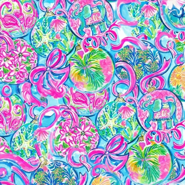 A seamless pattern of Lillys Christmas Decorations.