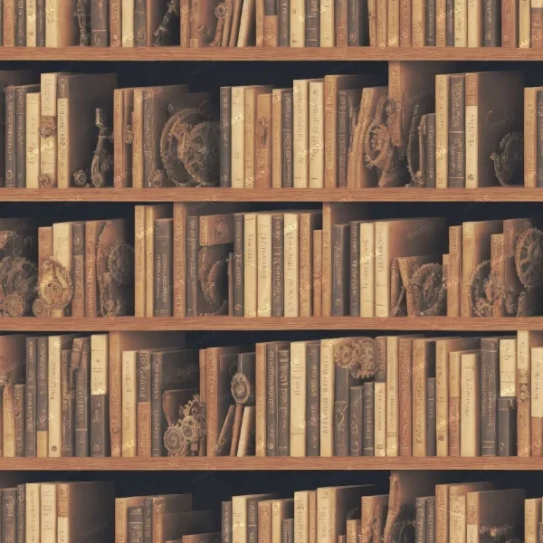 A seamless pattern of A Bookshelf 44 (Copy) with a lot of books on it.