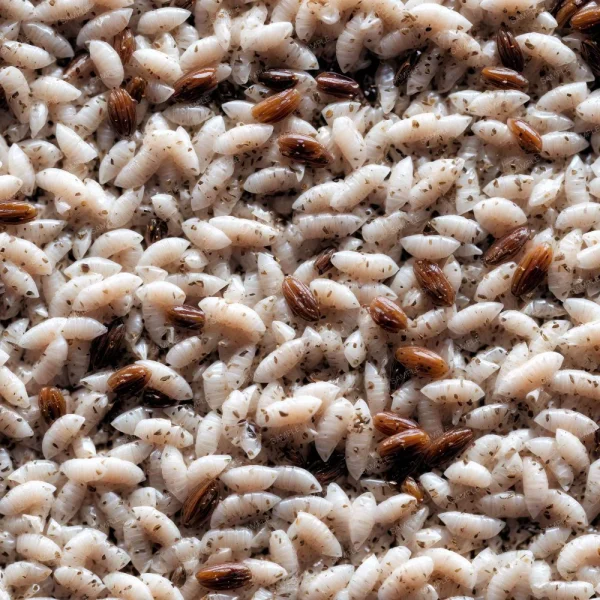 A seamless pattern of A close up of Honey Bees 25 with seeds on it.