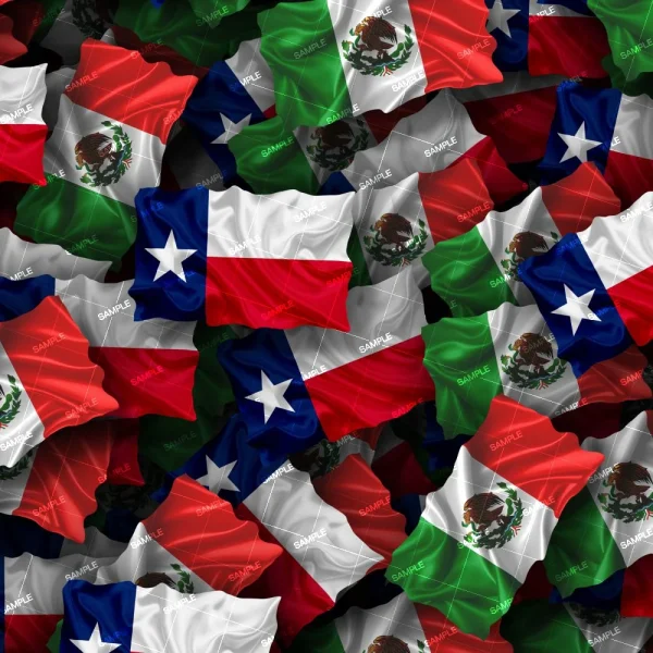A seamless pattern of US and British Flags waving in the wind.