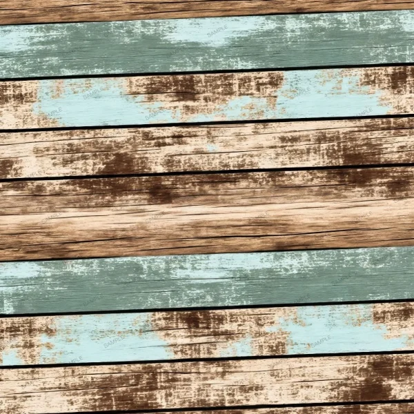 A seamless pattern of A Shabby Chic Distressed Wood 42 plank background with blue and brown stripes.