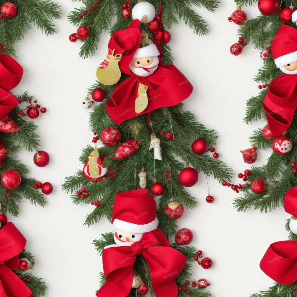 A seamless pattern of Christmas decorations with Christmas Door Decorations 42, reindeer, Christmas Door Decorations 42, Christmas Door Decorations 42.