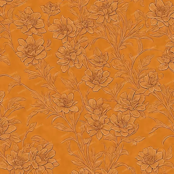 A seamless pattern of A floral pattern on a Flower Tooled Leather background.