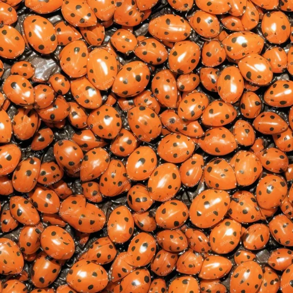 A seamless pattern of A pile of orange Ladybugs 42 on a black background.