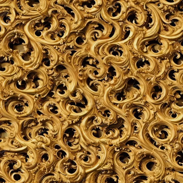 A seamless pattern of A close up of the Baroque Golden Acanthus Scrollwork 45 ornate pattern.