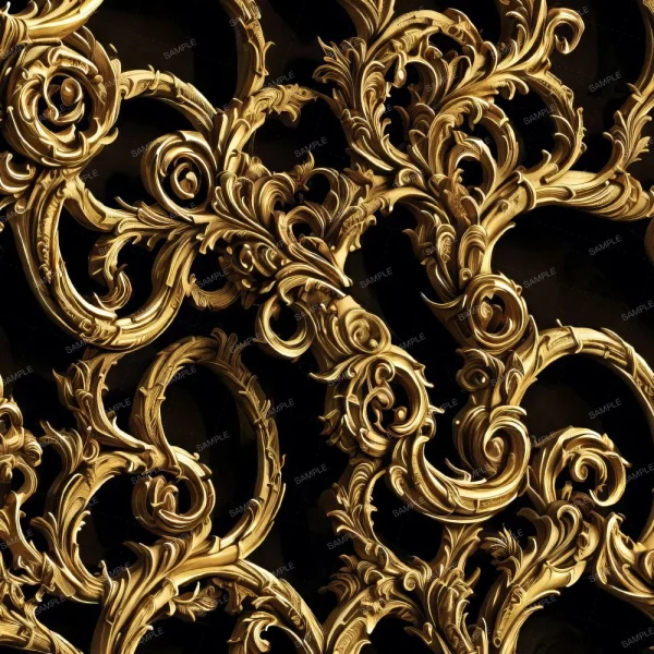 A seamless pattern of Baroque Golden Acanthus Scrollwork 44 (Copy)