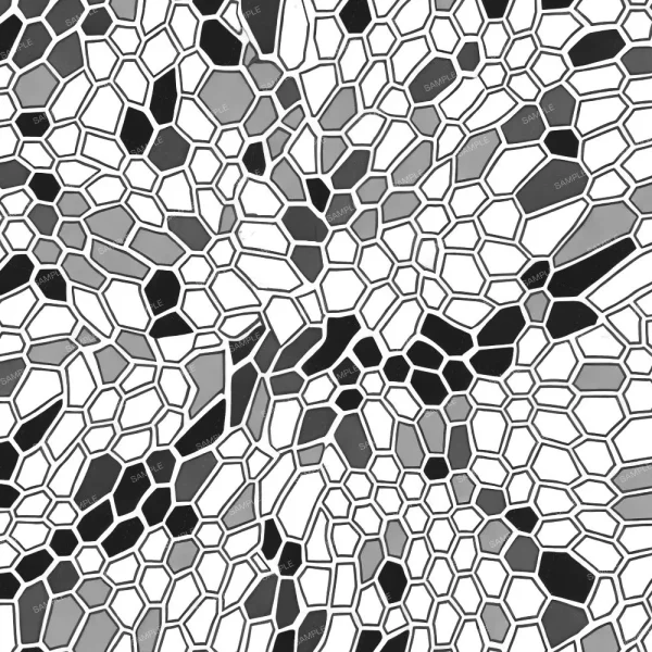 A seamless pattern of A black and white Mandala Paisley 22 mosaic tile pattern.