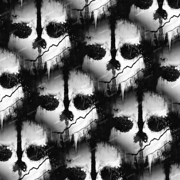A seamless pattern of A black and white image of a skull from Battallion Force (Copy).