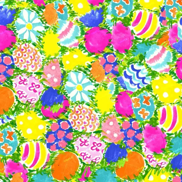A seamless pattern of Lilly Pulitzer Easter Eggs fabric with a festive twist of Red and Green Christmas Candies. This custom fabric by LillyPulitzer on Spoonflower features vibrant shades of red and green.