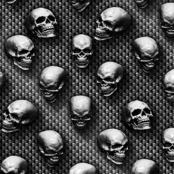 A seamless pattern of A seamless pattern of Carbon Fiber with Skulls.