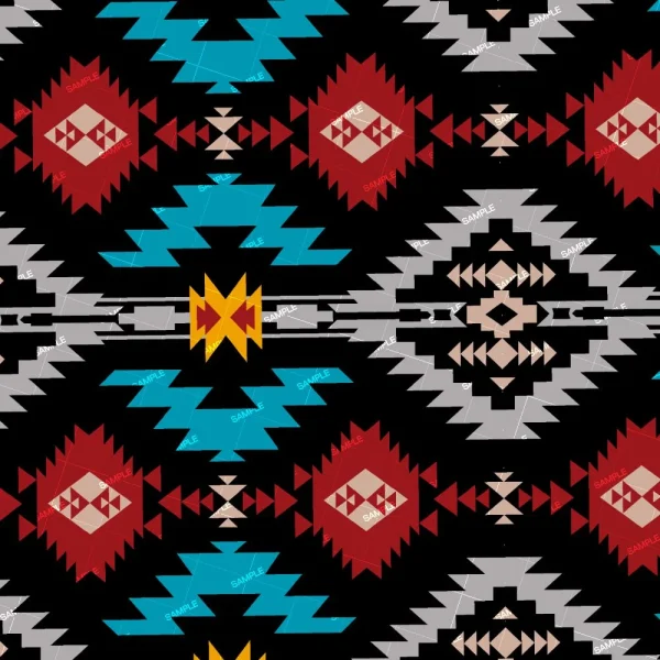 A seamless pattern of A colorful Southwest Zigzag pattern on a black background.