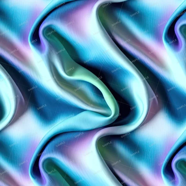 A seamless pattern of A blue and purple Flowing Iridescent Fabric 43 with wavy lines.