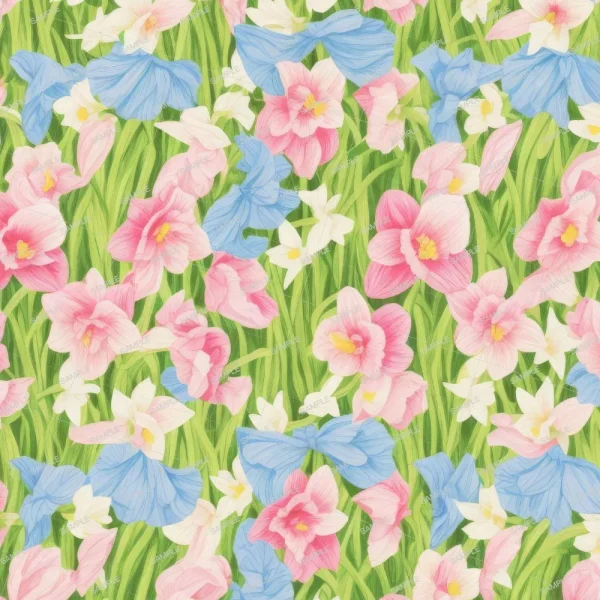 A seamless pattern of A close up of Cats Toys flowers.