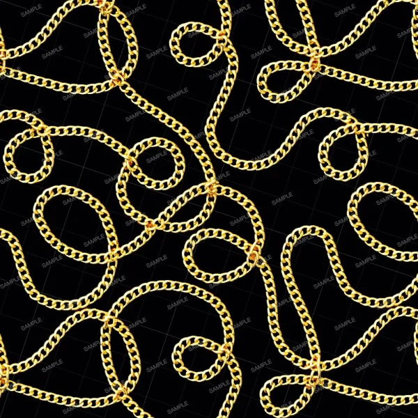 A seamless pattern of A Rubbed Gold Scrollwork pattern on a black background.