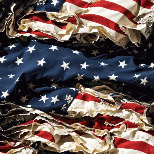 A seamless pattern of A 100cmx50cm US Flag Grunge Level 6 (Copy), with a Grunge Level 6 pattern of stars and stripes in red, white, and blue.
