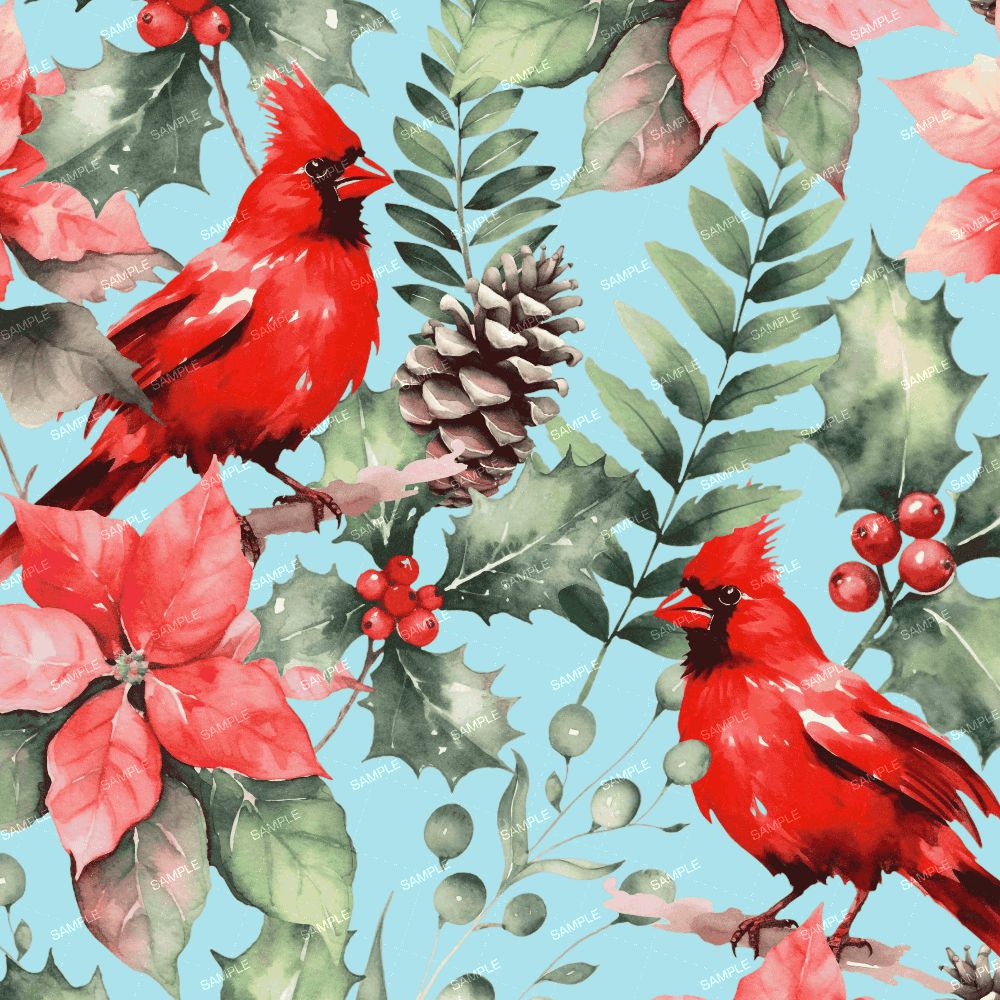 Watercolor Cardinals Pattern Crew watercolor-cardinals-pattern-crew