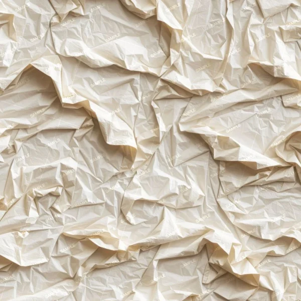 A seamless pattern of Close-up of a Fugly Pink Paisley crumpled paper texture filling the frame, with soft shadows and highlights accentuating the creases and folds.