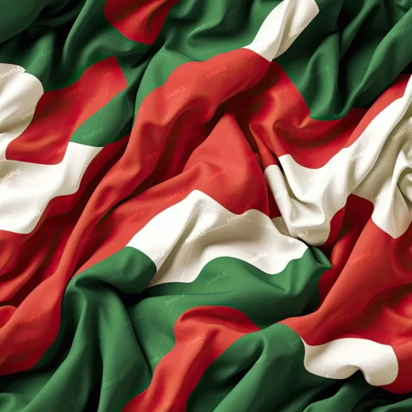 The Viva Mexico Cabrones fabric features a wavy pattern in red, green, and white.